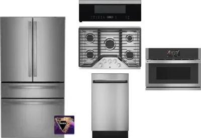 5 Piece Package Includes Refrigerator, Cooktop, Wall Oven, Microwave And Dishwasher